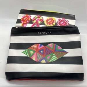 Sephora Lips Bows Makeup Bag Cosmetic Bag Pencil Bag Limited Edition set